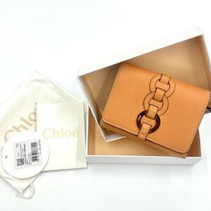 Chloe Small Trifold Darryl Peach Leather Wallet